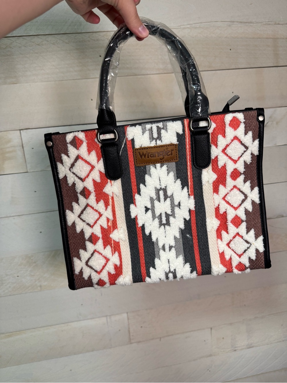 Wrangler Aztec Satchel in Red, Brown, Black & White